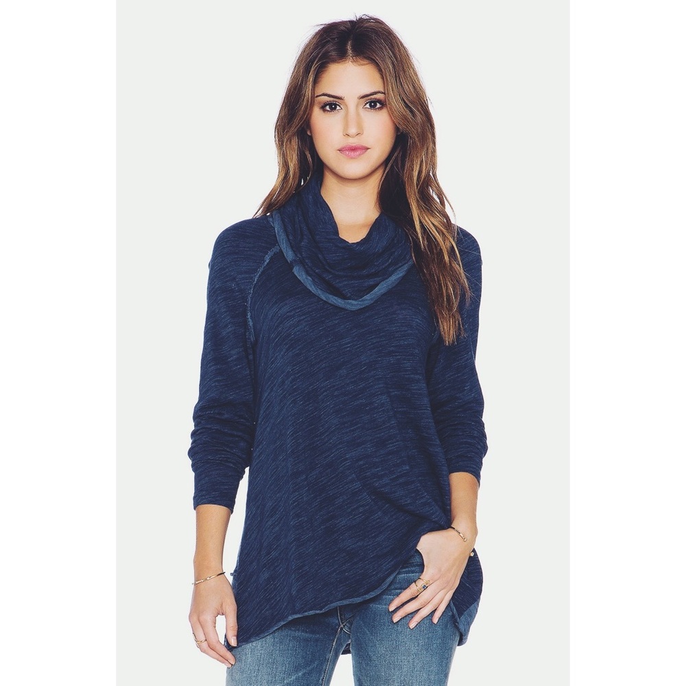 Free People Navy Blue Cowl Neck Top